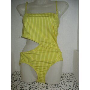 Solid & Striped The Cameron Swimsuit Yellow/White Striped XS NWOT